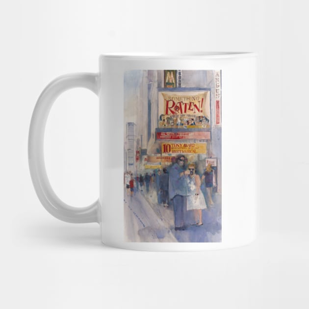 Something Rotten - Broadway Musical - Selfie - New York Theatre District Watercolor by dfrdesign